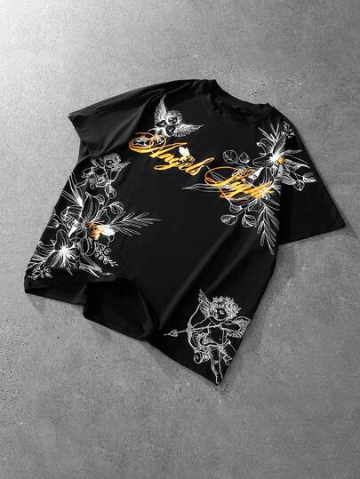 ROMWE MEN Street Life 男士极简印花圆领短袖T恤