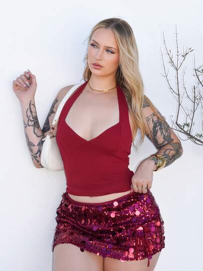 Arliah 女士时尚休闲性感纯色露背吊带背心