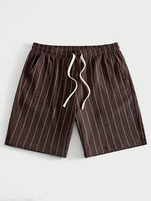 Manfinity RSRT Men's Summer Casual Vacation & Commute Striped Print Drawstring Waist Shorts, Holiday - Brown - View 6