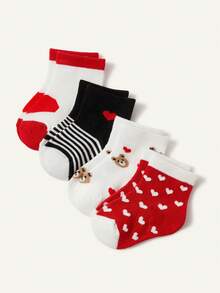 Cozy Pixies 4 Pairs Of Spring, Summer And Autumn Medium Tube Socks, Caring Student High Tube Socks, Children's Socks, Personalized Socks - Multicolor - View 5