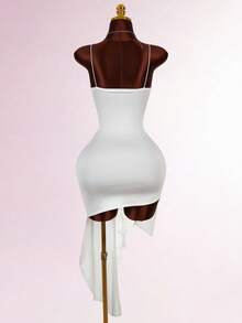 Amplova 2026 New New Style Satin Lace Design Elegant French White Mini Dress ,Summer Dress - White - View 4