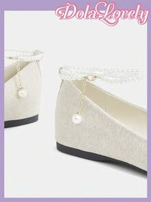 Dola Lovely Damskor Aprikos Fin Glitter Rund Huvud Innerhöjd Ökning Mary Jane Singelskor Pärla Lolita Style Wear - Aprikos - Visa 4