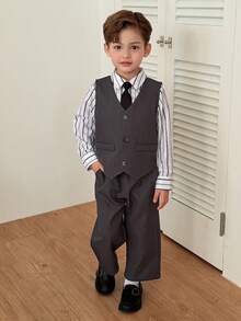 DAZY Toddler Boys' Minimalist Daily Wear Gentleman Suit - Dark Grey - View 7