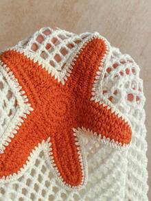 Soleia 女士性感露背海星钩针编织垂褶领度假连衣裙 - 米色 - 查看 7