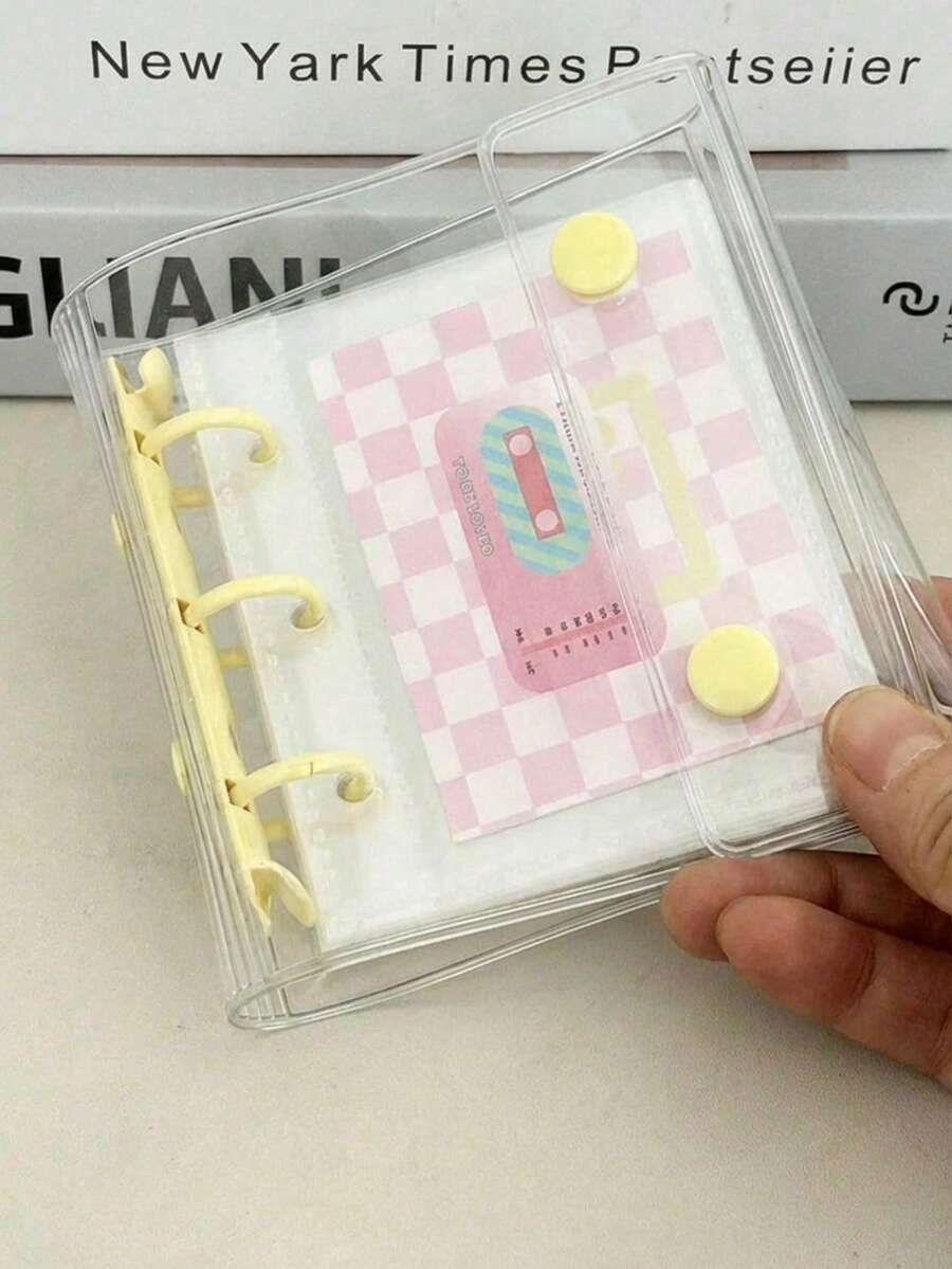 Mini 3-Ring Macaron Binder Cover, Dual Snap DIY Organizer Album, Fits 3-Inch Postcards, Kpop Idol Cards, School & Office Supplies, Photo Album, Durable Loose Leaf Notebook Cover, Planner & Note Taking - Multicolor - View 1