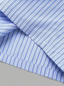 SHEIN 少女条纹荷叶边吊带背心和阔腿裤休闲日常套装 - 藍色 - 查看 6