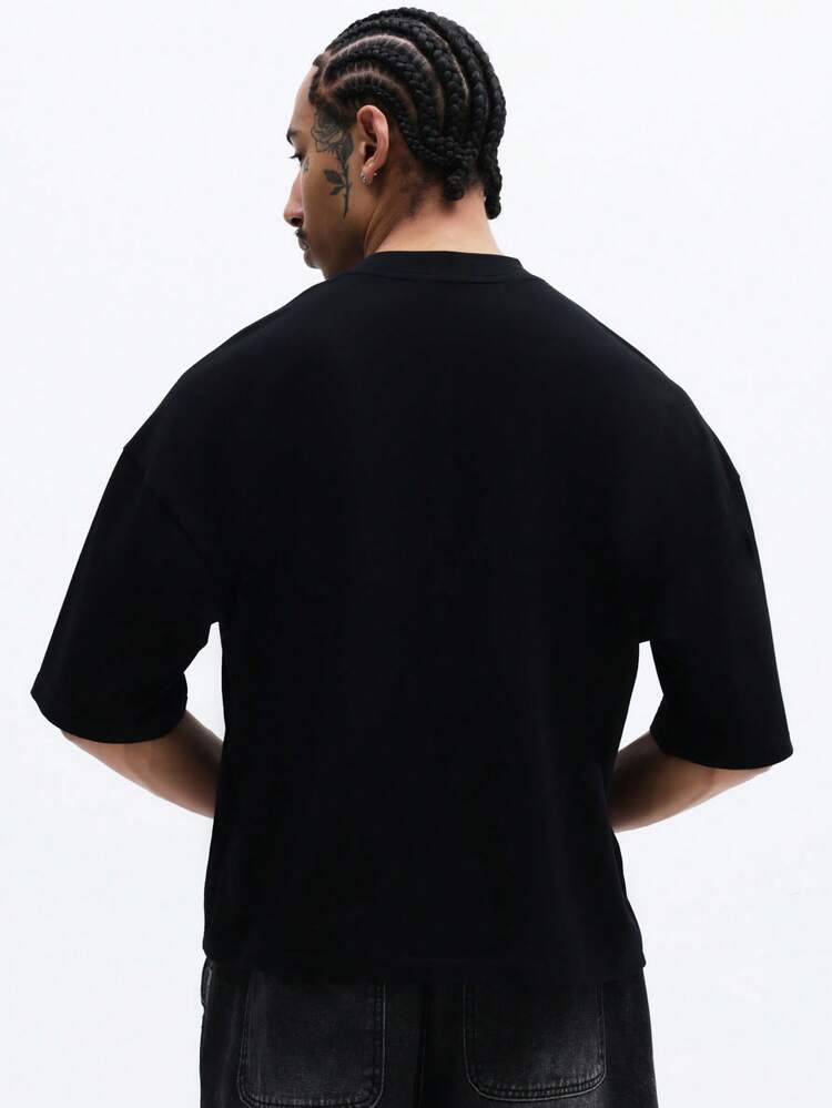 SUMWON Men's Oversized Crew Neck Short Sleeve T-Shirt With Small Chest Logo Casual Streetwear Summer Everyday Wear Plain