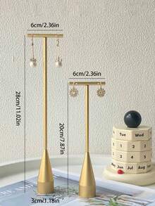 1pc/2pcs Elegant Metal T-Shape Earring Display Stand, Ring Display Holder, Suitable For Wedding, Valentine's Day, Party Gift Showcase Sun Travel Cool Back To School - Gold - View 7