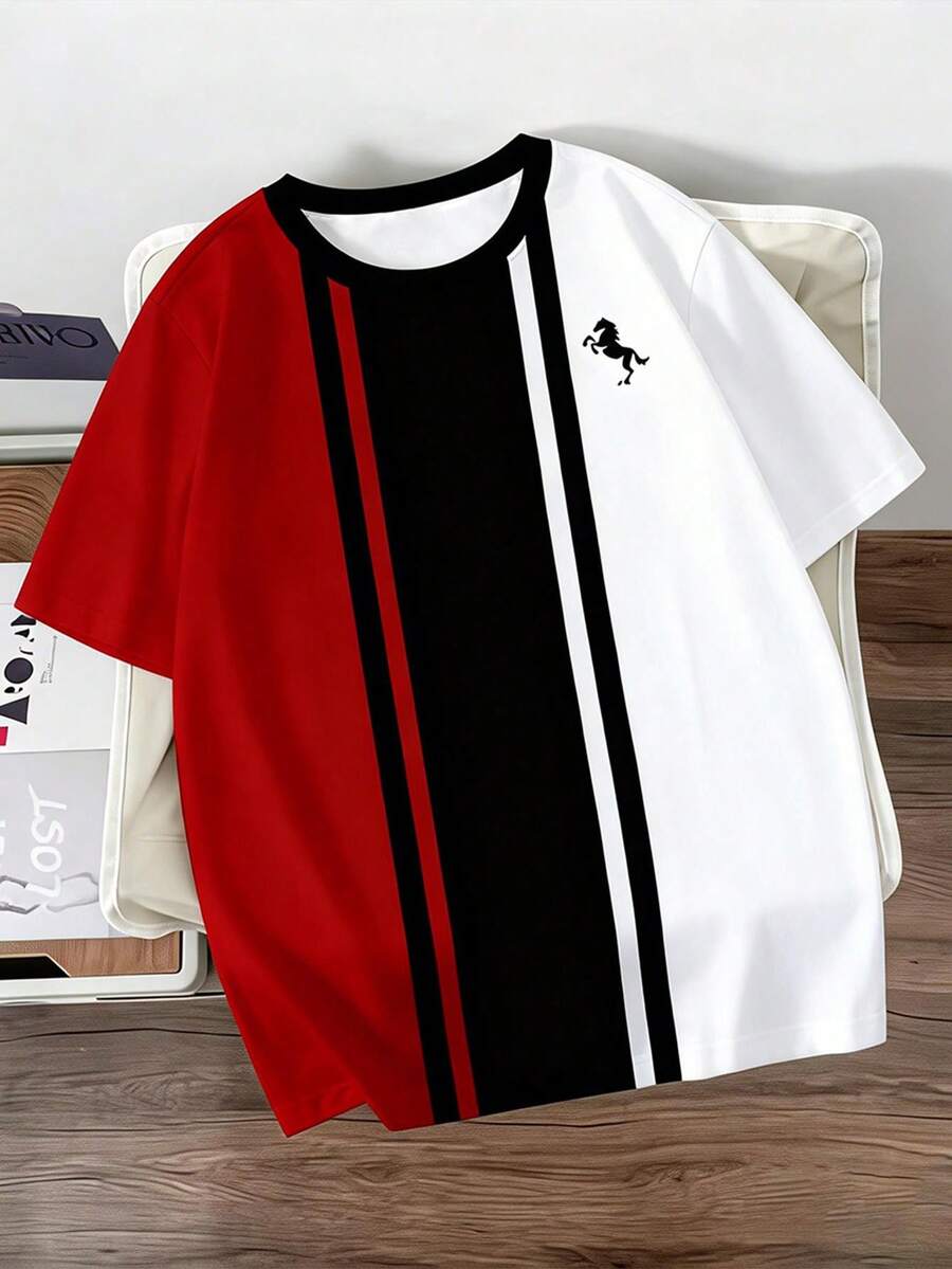 Manfinity Joysei Duck Pattern Print Design On Abdominal Muscles, Men's Fashionable Summer Casual Sportswear, Men's Top - Multicolor - View 1