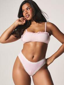 MISSGUIDED Gingham Checkered Briefs With Delicate Lace Trim Edging Hipster Cut Underwear For Everyday Comfort And Style - Multicolor - View 4