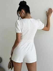 Firerie 女士优雅时尚通勤正式婚礼派对音乐节日常不对称高腰A字白色连体裤职业女装 - 白色 - 查看 9