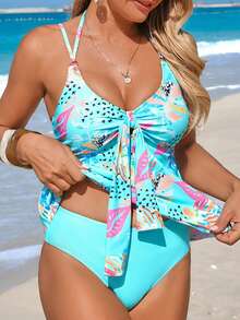 Swim Lushoire Women's Casual Vacation Beach Party Floral Print Bikini 2-Piece Swimsuit, Spring/Summer - Multicolor - View 6