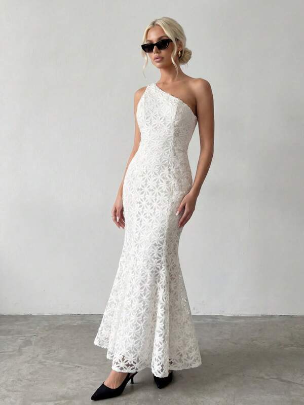 Ritzy Row 女士优雅单肩收腰长裙