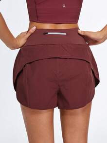 Eassivo Eassivo Women's Casual Fitness Sports Skirt Pants With Pockets, Yoga Pants, Running - Burgundy - View 2