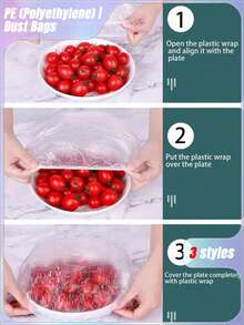280-300PCS/90-100PCS/55-60PCS Tear-Free Transparent Plastic Cover, PE Film Plastic Bag, Plastic Wrap Cover For Bowl Cover Leftovers Cover, Kitchen Essentials To Keep Your Food Fresh And - Multicolor - View 7