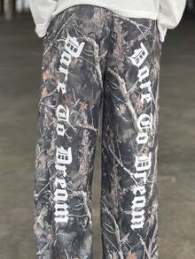 Ngobest Haus Ngobest Haus 男士时尚 Y2K 街头风格丛林印花裤，秋季必备单品 - 軍綠色 - 查看 2