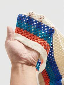 ROMWE MEN 男士圆领椰树刺绣针织衫，海岛度假 - 米色 - 查看 6