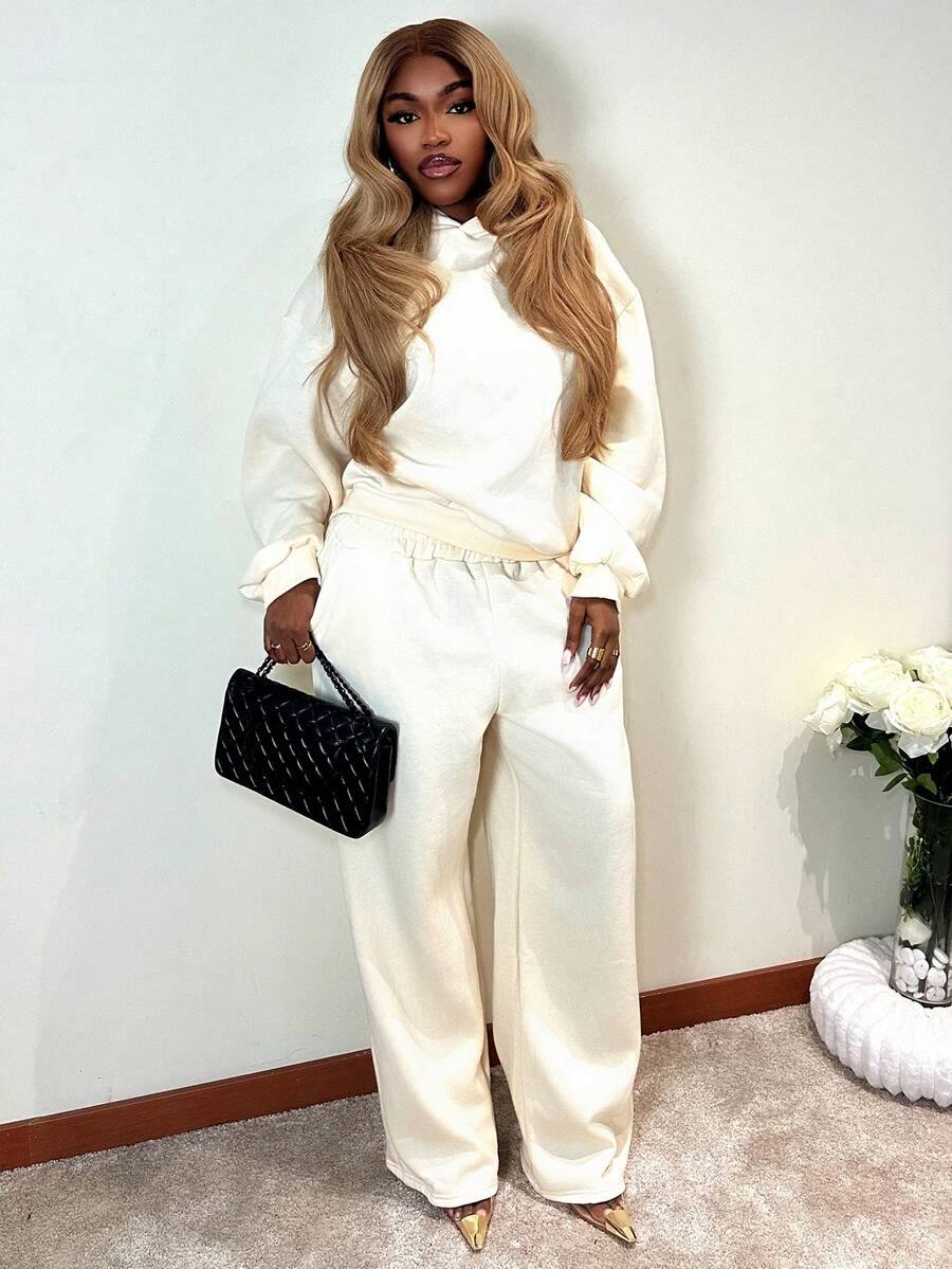 Mariisbox Bluza z kapturem oversize, luźny krój, obniżone ramiona, powrót do szkoły, jesień, zima, przytulna, świąteczna, urocza, codzienna, streetwearowa, Y2K, kapsułowa garderoba, żółta, świąteczna - Jasny zółty - Zobacz 1