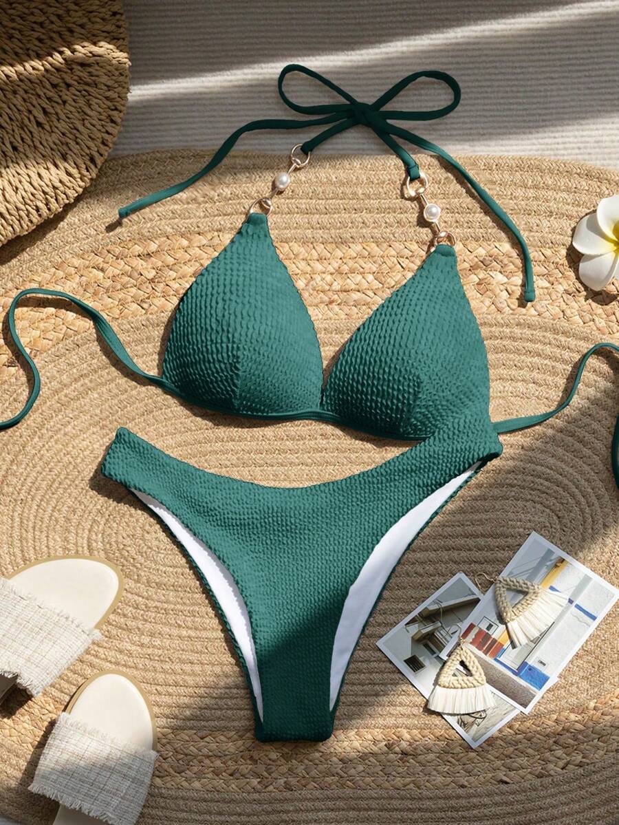 Swim Chiccia 女士纯色挂脖比基尼泳衣
