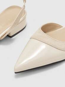 CUCCOO BIZCHIC Zapatos de tacón bajo de punta elegante para mujer para ir al trabajo - Blanco - Ver 10