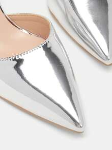 Glitzique Fall/Winter 2025 Women's Hollow Out Pointed Toe Slingback High Heel Sandals, Sexy, Women Pumps, Elegant, Party Outfits - Silver - View 10