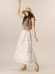 Styleloop Women's Woven Rope Platform Wedge Sandals, Vacation Style BOHO Chic Retro American Western Music Festival Party Outfit Holiday Travel Essential Boho Cowgirl Outfit - Khaki - View 5