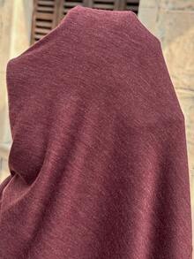 SHEIN 孕妇纯色纽扣设计荷叶边下摆无袖休闲连衣裙 - 酒紅色 - 查看 7