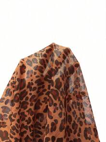 SHEIN Unity Women's Leopard Print Simple Daily Spaghetti Strap Dress Mini Short Women Outfit - Burnt Orange - View 7