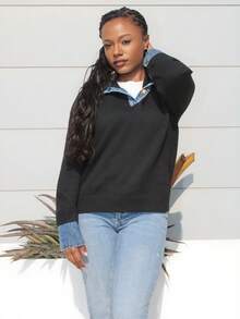 Steph T Women's Elegant Turtleneck Casual Long Sleeve Knit Sweater - Black - View 1