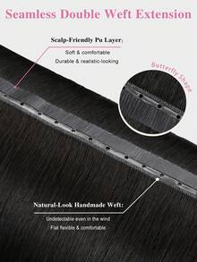Double Invisible Glueless Remy Butterfly Weft Hair With Micro Beads Double PU Weft Hair Extensions Seamless Invisible Beaded Weft Extensions - S1B - View 8
