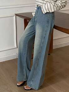 DAZY Women's Loose Straight Leg Jeans, Casual Street Style Western Cowboy, Suitable For Spring And Autumn - Blue - View 6