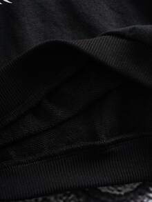 SHEIN HOT STUFF Baby Boy Casual Flame & Cartoon Pattern Hoodie Sweatshirt And Sweatpants Set, Autumn - Black - View 10
