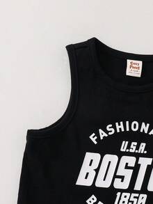 Cozy Pixies 2pcs Baby Boy Letter Print Crew Neck Sleeveless Tank Top And Shorts Set - Multicolor - View 6