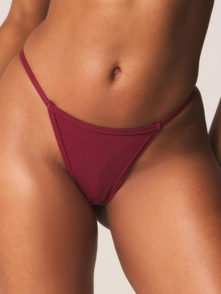 MISSGUIDED Calcinha tipo tanga básica com costelas, conforto diário, lingerie essencial para uso diário