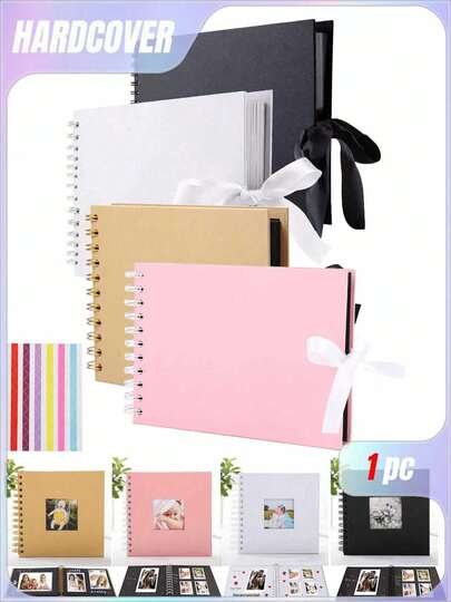 30-Page Rectangular/Square Hardcover Kraft Paper Scrapbook Album, Suitable For Weddings, Anniversaries, Parties, Home Use, Comes With 2 Sticker Sheets