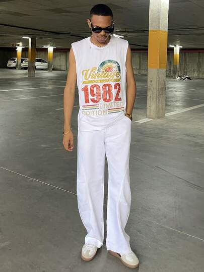 Ngobest Haus Ngobest Haus 男士夏季品牌英文数字印花背心