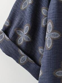 Linhara Plus Size Women's Early Spring Blue Linen Texture Casual Loose Shirt - Blue - View 4