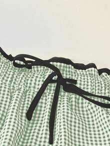 GlowEve 黑白格子高腰直筒裤（女款） - 綠色 - 查看 5