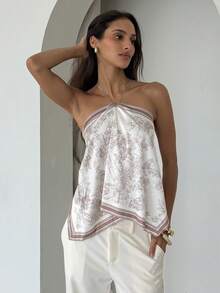 Aloruh 女士优雅扎染缎面印花露背沙滩度假围巾上衣，夏季上衣，女士夏季装，女士沙滩装，女士外出装，优雅女士上衣，复古女式上衣 - 彩色 - 查看 5