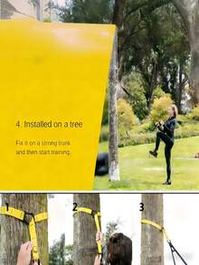 1PC Adjustable Suspension Straps Resistance Bands P3 Home Gym Full Body Workout Durable Polyester Black Fitness Equipment Exercise Gear - Yellow - View 8