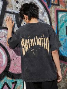 SHEIN 青少年男童字母印花水洗短袖T恤，休闲、舒适、时尚、百搭、可爱、柔软，适合日常穿着、上学、郊游、运动、节日和派对。 - 彩色 - 查看 3