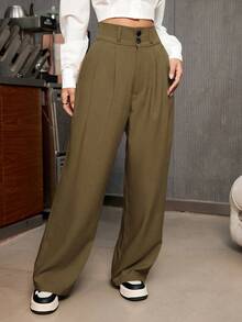 Aveloria EMERY ROSE High-Waisted Wide Leg Pants For Women's Commuting Wear  - Champagne - View 6