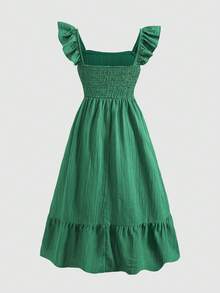 SHEIN Tween Girls' Loose Casual Vacation Dress - Green - View 2