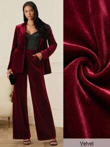 Lilora Áo blazer nữ màu đỏ tía thanh lịch, thích hợp đi làm, phong cách quý tộc cổ điển, thập niên 2000, kiểu Trung Quốc, ngày Valentine. - Màu Đỏ Sâu - Xem 1