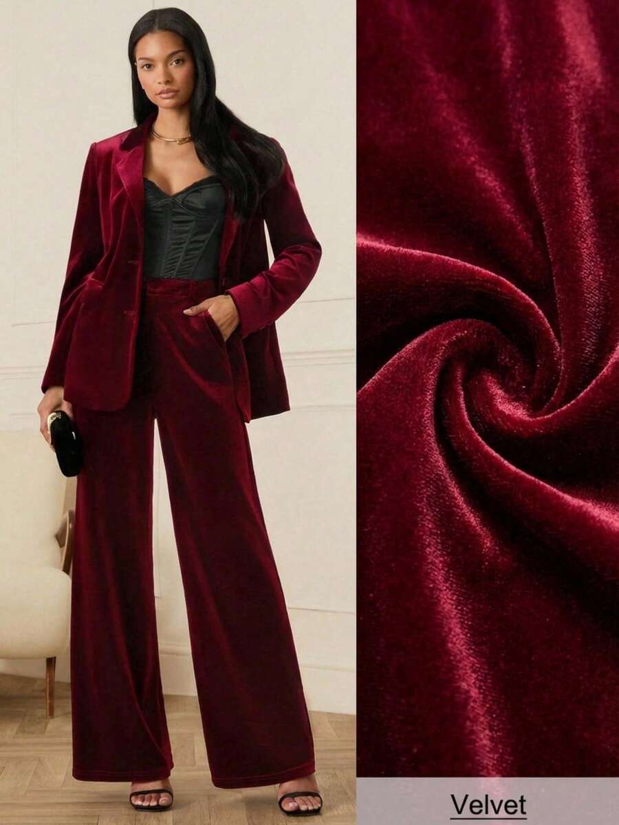 Lilora Áo blazer nữ màu đỏ tía thanh lịch, thích hợp đi làm, phong cách quý tộc cổ điển, thập niên 2000, kiểu Trung Quốc, ngày Valentine. - Màu Đỏ Sâu - Xem 1