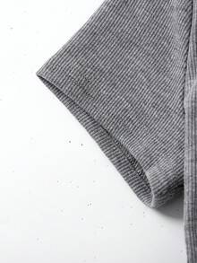 SHEIN 少女星形印花T恤和打底裤两件套，休闲日常时尚百搭 - 灰色 - 查看 6