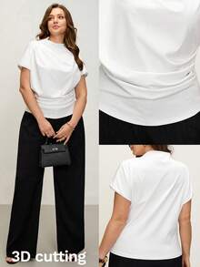 Comfylo 加大码褶皱修身T恤 嘉年华奢华白色情人节 - 白色 - 查看 1