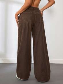 SHEIN Tall 女士低腰直筒蓝色牛仔裤 - 卡其色 - 查看 2