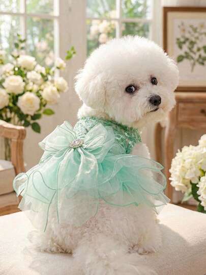 PETSIN 1 Piece Of Pet Clothing, Princess Style Dresses For Cats And Dogs, A Sparkling Wedding Dress Suitable For Small Dog Weddings