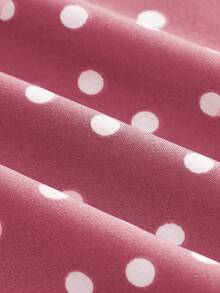 优雅深绿色波点长裙 - 藕粉色 - 查看 10